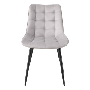 BHS LIVING Esszimmerstuhl, Küchenstuhl, Stuhl für den Wartebereich -BHS SERENA- Polstersessel mit Samtstoff hellgrau 55x53x88 cm